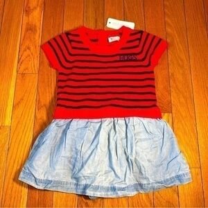 New NWT Gymboree Short Sleeve Hugs Dress Size 12-18 Months Red and blue